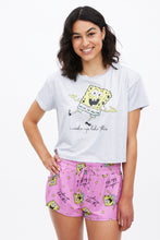 T-shirt pyjama super doux coupe court carrée à imprimé graphique Bob L'éponge I Woke Up Like This thumbnail 1