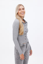 AERO Ribbed Button-Up Collar Long Sleeve Sweater thumbnail 3