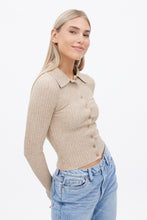 AERO Ribbed Button-Up Collar Long Sleeve Sweater thumbnail 7