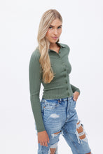 AERO Ribbed Button-Up Collar Long Sleeve Sweater thumbnail 1