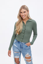 AERO Ribbed Button-Up Collar Long Sleeve Sweater thumbnail 9