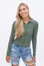 AERO Ribbed Button-Up Collar Long Sleeve Sweater thumbnail 10