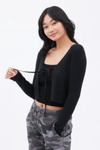 AERO Ribbed Tie-Front Long Sleeve Cardigan thumbnail 3
