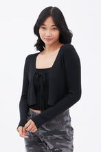 AERO Ribbed Tie-Front Long Sleeve Cardigan thumbnail 2