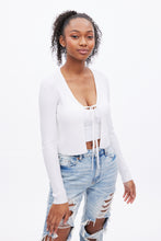AERO Ribbed Tie-Front Long Sleeve Cardigan thumbnail 1